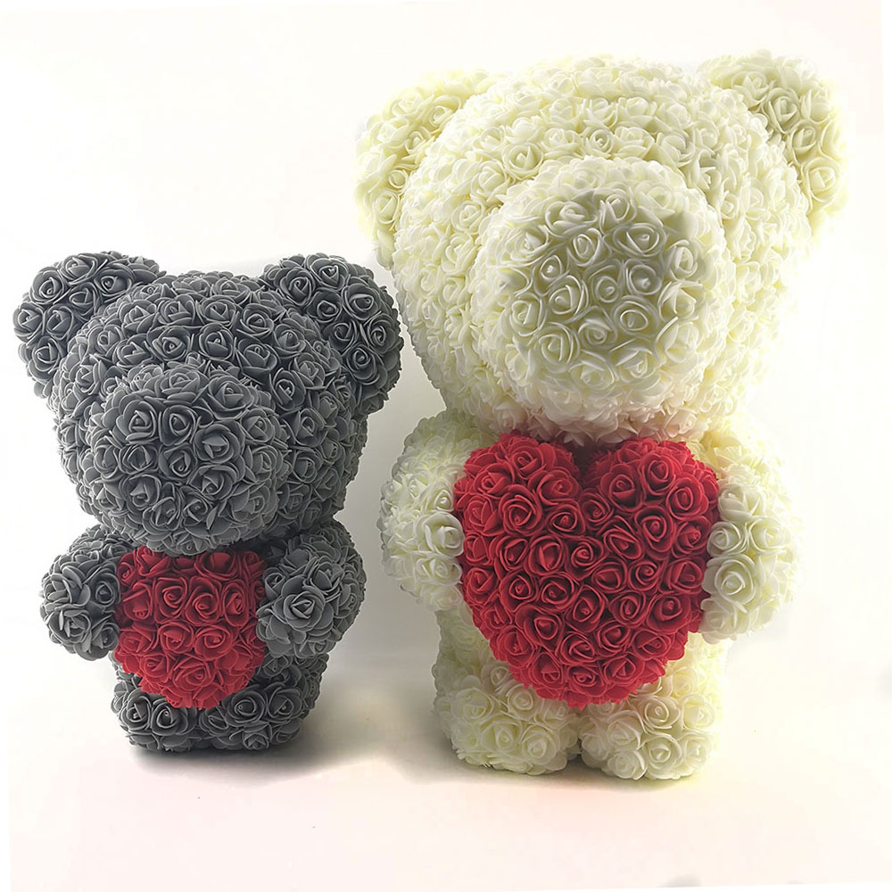 rose teddy bear grey