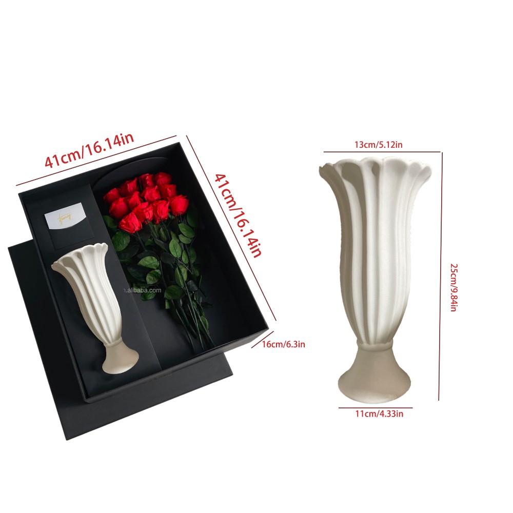 Long Stem Rose with High Vase (6)