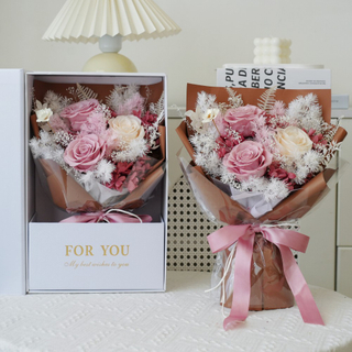 Preserved Card Powder Rose Bouquet