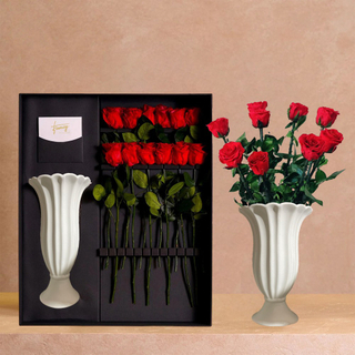 Long Stem Rose with High Vase