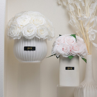 25 Roses in White Vase